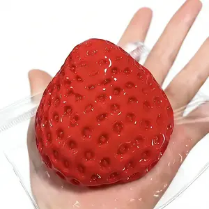 Handmade Big taba Strawberry Squishy Silicone Fidget Stress Relief Squeeze Toys for Kids & Adults(Red Strawberry Sauce)