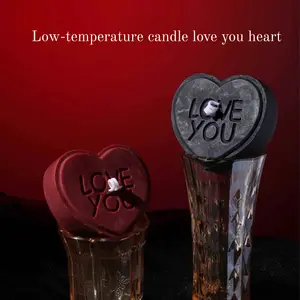 [Wildry]"LOVE YOU" Engraved Heart Candle - Low Temp Body Safe candles Strawberry Black Cherry Scented Romantic Gift