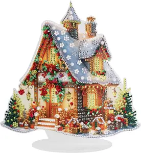 Handmade Christmas Gift DIY Diamond Painting Kit Sparkling Crystal Gingerbread House Ornaments for Holiday Parties & Home Decor Perfect Gift Idea