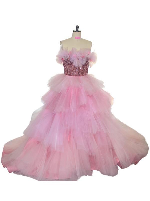 Laidiecloth/Pink Tulle Sweet heart Bodice Ballgown/Dress