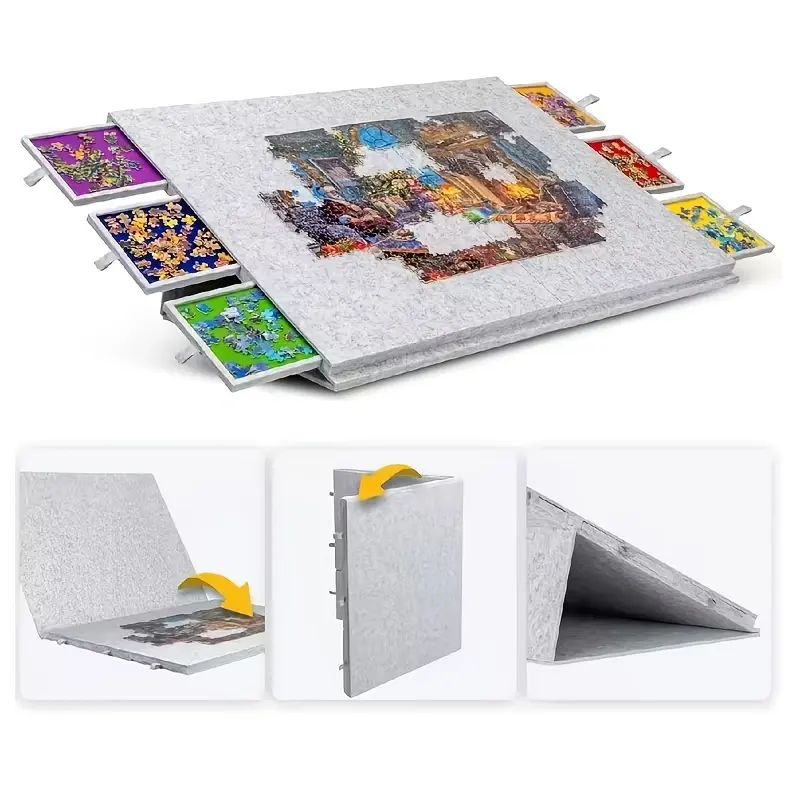 2000 Piece Puzzle Table with 6 Color Sorting Drawers, Foldable Portable Puzzle Board with Adjustable Stand, Anti-Slip Puzzle Storage Table for Adults, Quick Storage Puzzle Organizer for Home Travel & Game Rooms