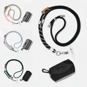 Cabbrix Cell Phone Lanyard with Detachable Wrist Strap and Pouch, Adjustable Crossbody Phone Strap with 2 Patches, Hands-Free for Travel & Daily Use