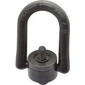 American Drill Bushing 800 Lbs. Load Capacity, 2.29 Inch Wide x 3.23 Inch High x 1.51 Inch Opening, Extra Duty Center Pull Hoist Ring 5/16-18 Thread Size, 0.56 Inch Thread Length, 0.65 Inch Radius, 0.96 Inch Chuck Height 33212