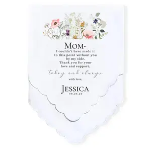 Personalized Wedding Handkerchief - Heartfelt Gift for Mother of the Bride - Thoughtful Customized Gift for Mom from Bride - Custom Gift Keepsake for Mom with Boho Wildflowers