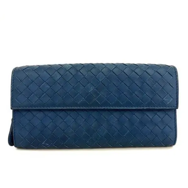 Pre-owned BOTTEGA VENETA Other Other Intrecciato Lambskin Bifold Long Wallet Blue/2CA0928 11309210405/070237