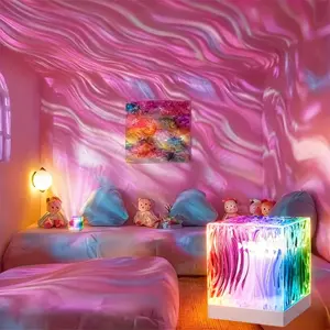 1 set RGB Aurora Crystal Table Lamp, USB Powered LED Night Light Projector with Remote Control, Adjustable Brightness Light, Decorative LED Lights, Colorful Northern Lights for Bedroom, Party, Home & Office Decor