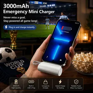 Capsule Mini USB Battery Power Bank with Cable, Portable Compact Dual Device Charger, Airplane Compatible, Emergency Charging for All Phones