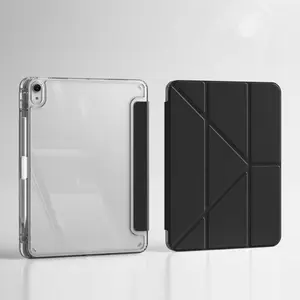 Clear Tablet Case with Pencil Holder, 1 Count Multi-Angle Stand Tablet Protective Cover, Auto Sleep/Wake Tablet Protector for iPad