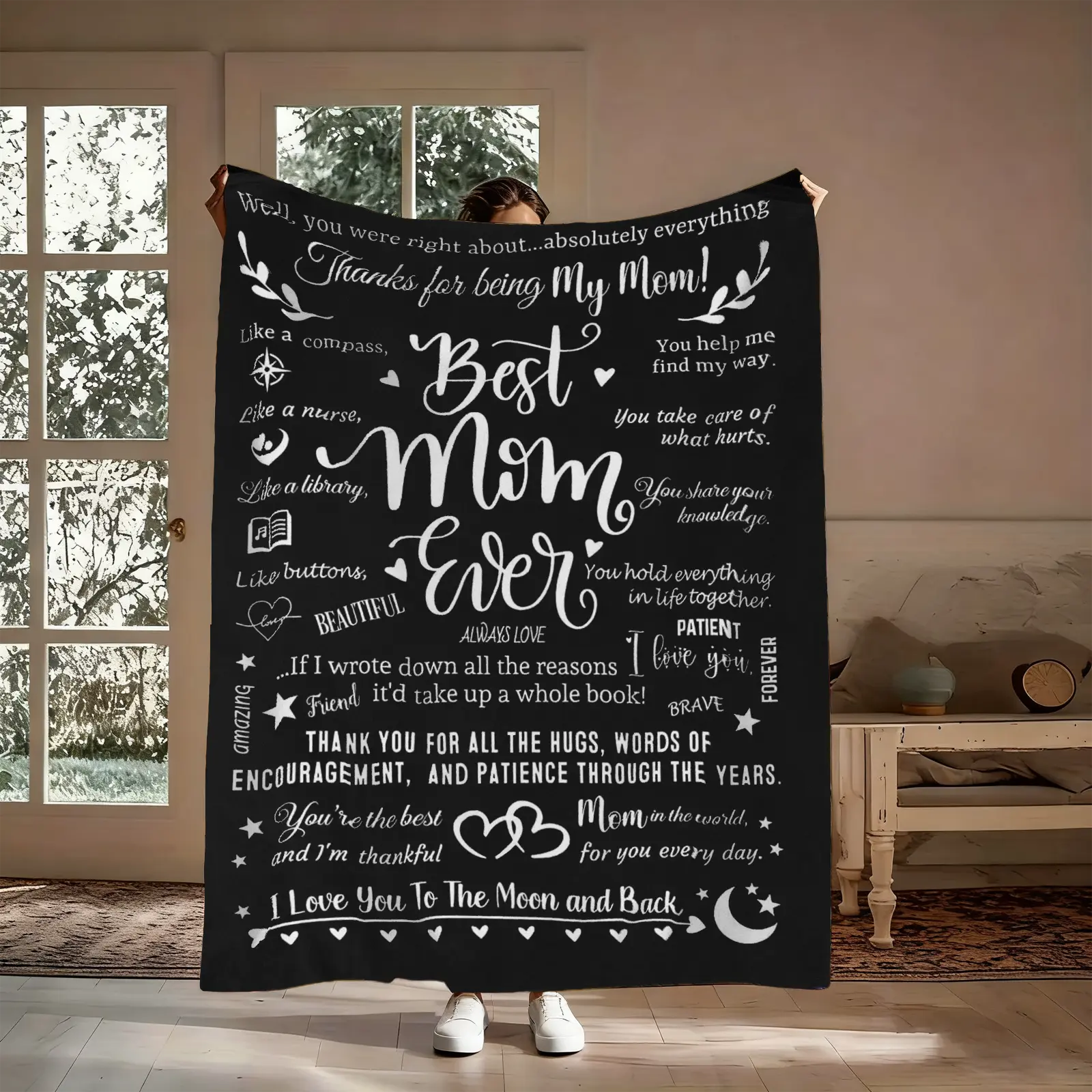 【Summer Sale Deals】Flannel Throw Blanket - Cloud-Like, Fluffy, Marshmallow Graphic, Wrinkle-Resistant, Breathable, Durable, Sentimental Mom Birthday Gift with "You Were Right About Everything" Message, Soft Warm Living Room Home Decor Keepsake