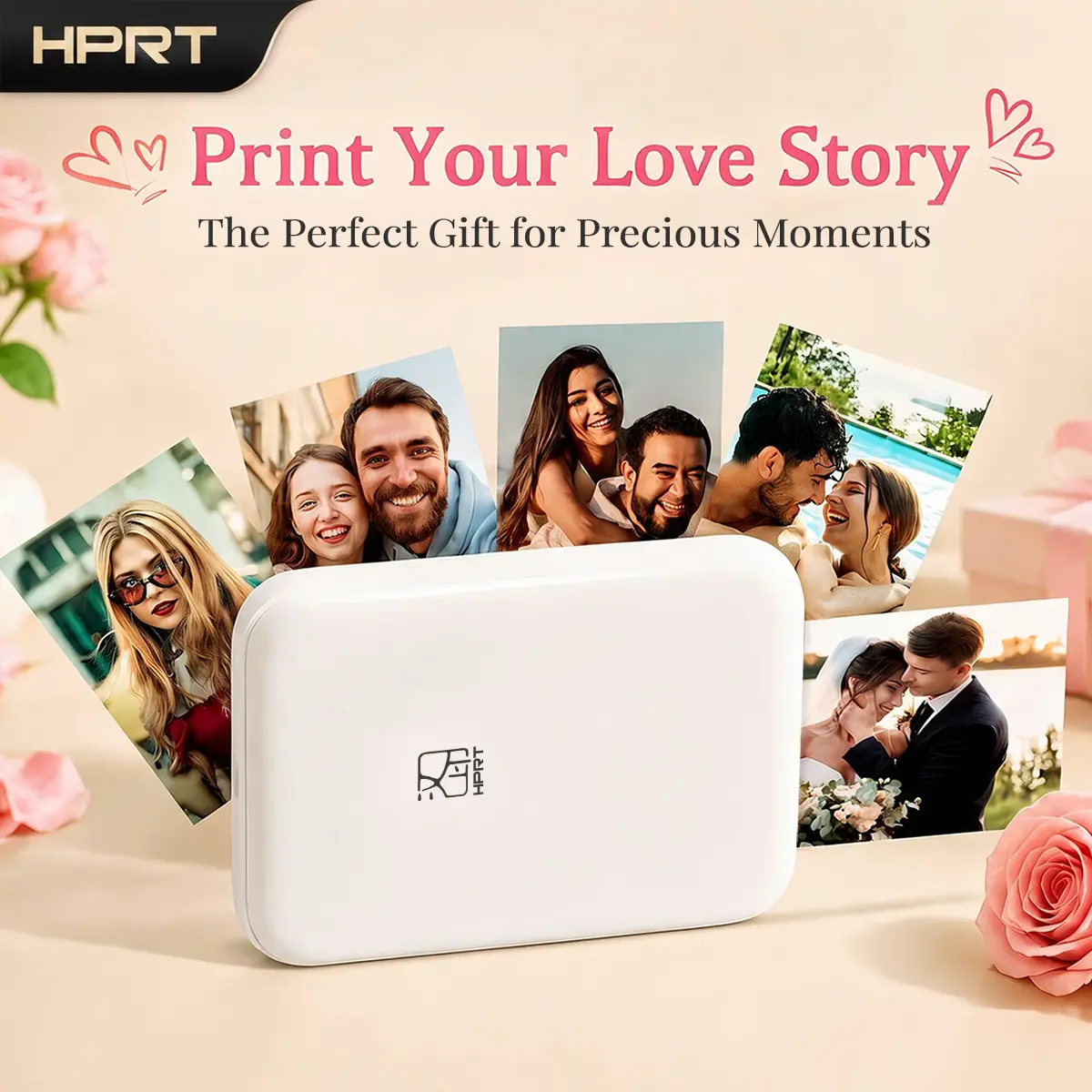 HPRT MT53 Mini Portable Thermal Label Printer - 2x3 in Instant Print, Retro Aesthetic, App Editing, iOS/Android Compatible, Bluetooth Wireless, Ideal Gift for Office & Home Decor