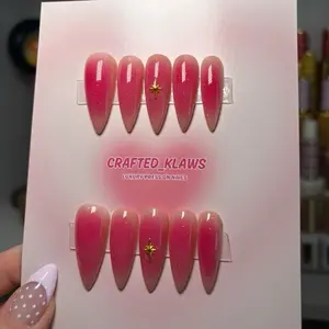 Pink Aura Sparkly Press Ons - Perfect for Any Occasion
