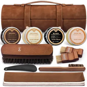 Leather Shoe Polish Kit For Men - 13 count Shoe Shine Kit, Leather Boot Care, Shoe Care Kit As Birthday Anniversary  For Cool Men Women Him Her  Parent Husband