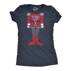 Womens Nutcracker Body T Shirt Funny Xmas Party Figurine Doll Tee for Ladies Funny Womens T Shirts Cute Vintage Fashion Casual Ladies T-Shirt Gift Christmas Tops for Women Women's Novelty Tees Navy -