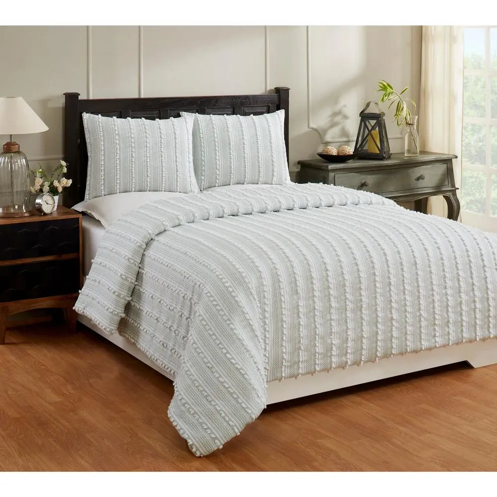 Twin Angelique Comforter 100% Cotton Tufted Chenille Comforter Set Teal - Better Trends