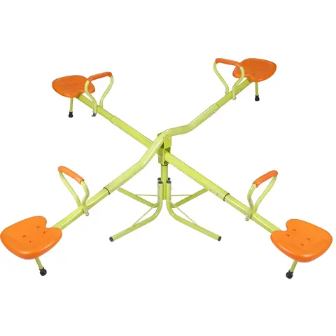 Segawe 360-Degree Swivel Spinning Seesaw for Kids - Durable Rubber, Steel & Plastic Backyard Safe Playground Set, 75.5" x 72.4" x 18.3", Comfortable Seats, Rubber-Capped Stoppers, Indoor/Outdoor Gym Alternative to Swings, Fosters Social Interaction