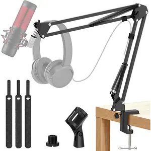Microphone Stand, Adjustable Microphone Desk Stand for HyperX Mic Boom Arm Stand for Broadcasting Recording, Voice-Over Sound Studio, Stages, Streaming, Singing and TV Stations