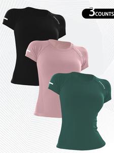 women's letter print raglan sleeve sports tee, womens clothes, breathable quick drying round neck short sleeve t-shirt for yoga gym workout running, ladies sportswear for all seasons, t shirts for men, workout tops, workout clothes, casual workout tops