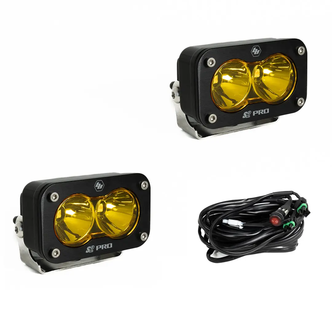 S2 PRO Black LED Auxiliary Light Pod Pair - Universal Automotive & Motorcycle Work Light Bars