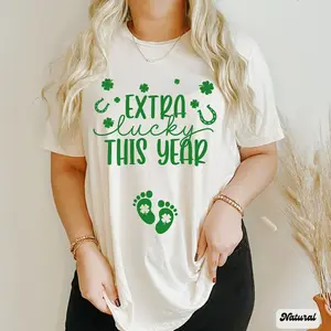 Extra Lucky This Year Shirt, St Patrick's Day Pregnancy Announcement Shirt, Baby Reveal Tee, Irish Pregnant Mom Maternity Shirt, Lucky Mama To Be