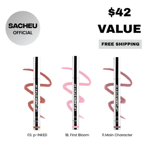 sacheu Lip STAY-N Trio - Peel-Off Lip Stain 3-Pack - All-Day Wear Transfer-Proof Lip Stain - Infused with Hyaluronic Acid & Vitamin E for All Skin Types - Vegan & Cruelty-Free
