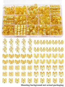 70pcs Hair Jewelry Set, Braid Clips & Non-Piercing Ear Cuffs, Boho Bohemian Geometric Design, Versatile Multistyle Dreadlocks Accessory for Outfits