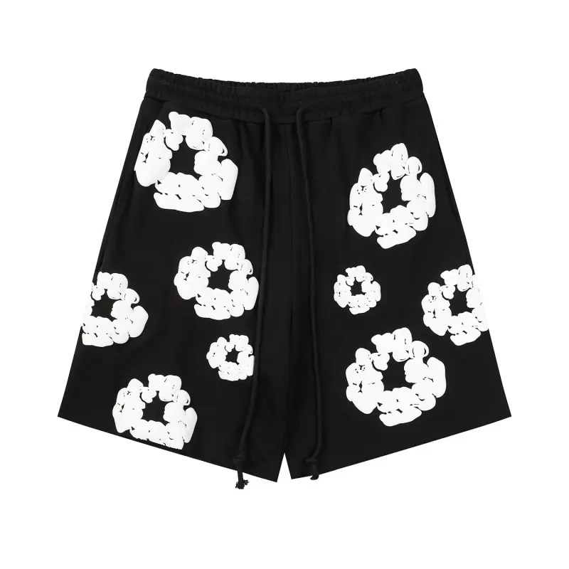 Y2K Women’s Cotton Sweat Shorts – Foam Letter Print Loose Fit 5-Inch Lounge Shorts