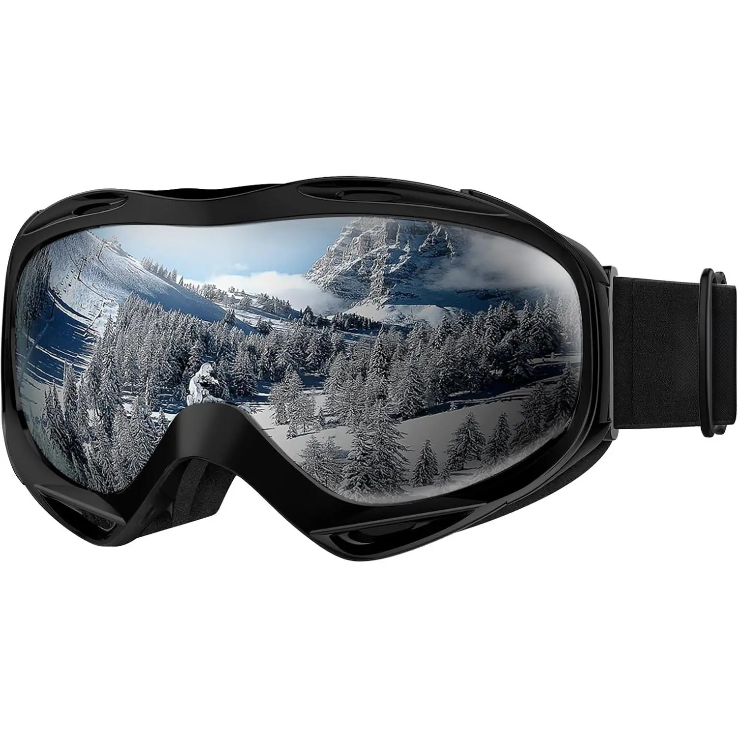 OTG Ski & Snowboard Goggles for Adults & Youth, 100% UV Protection & 10% VLT Lens, Matte Black Frame Winter Sports Eyewear, Skiing