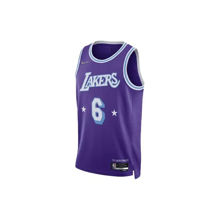 Nike Nba Los Angeles Lakers City Edition Lebron James 6 Dri-FIT Swingman Jersey Field Purple Retro Breathable Men's DB4032-506