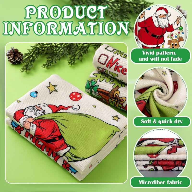 Christmas Clearance Sale Santa Claus 6 Pcs Whoville Christmas Kitchen Towels Feeling Joyous Kitchen Christmas Decor Santa Motifs Xmas Gift Absorbent Dishcloths Kitchen Cleaning Hand Towel Tea Towels Holiday Party Farmhouse Housewarming Bathroom Home Decor