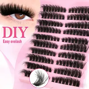 100DEyelash Extension Kit 10-18mm Mix D Curl Clusters, Natural Wispy & Thick Styles, Self Application at Home (100D-0.07D-10-18MIX KIT), Eyelash Extension Clips, DIY Makeup Accessory, Eyelash Extensions, Natural False Eyelashes