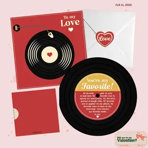 Retro Vinyl Record Valentine Card for Him & Her – Romantic Anniversary & Love Gift for Couples