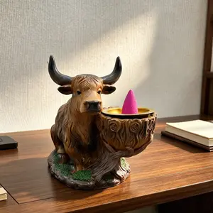 Yak Reverse Flow Diffuser Ornament, Traditional Chinese Zen Style, with Incense Holder, Ideal for Living Room, Study, Tea Table Atmosphere Enhancer