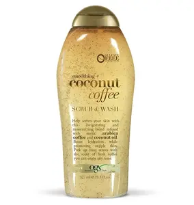 OGX Smoothing + Coconut Coffee Exfoliating Body Scrub with Arabica Coffee & Coconut Oil,  Body Wash for Dry Skin, Paraben-Free with Sulfate-Free Surfactants, 19.5 FI Oz Body Care Hydrating Blend
