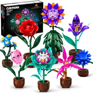 CUBIMANA Botanicals Fantasy Character Flowers Building Set - 8 Whimsical Flower Planters for Home, Office & Desk Decor - Relaxing DIY Gift for Women Adults Teens Girls 12+ - Holiday & Seasonal Gift for Halloween Christmas Home Decoration