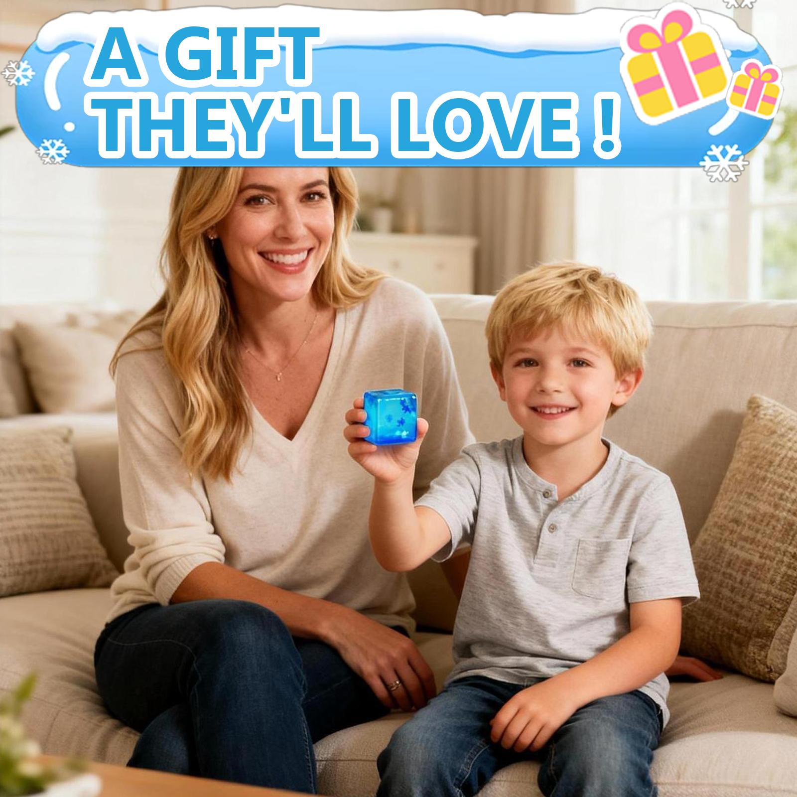 Quiet Squeeze Cube – Anxiety Relief Sensory Fidget Toy Stress Relief for Kids Adults Fun Gift (Blue)