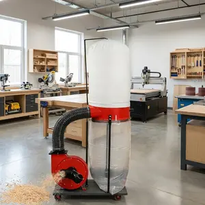 Horizontal Woodworking Dust Collector with Collection Bag, Mobile Base & Wall Mount Option - Motor for Efficient Workshop Cleanup