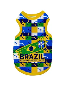 HalloStark Brazil Dog Jersey - Breathable Mesh Puppy Football Jersey - Lightweight Stretch Sporty Dog Clothes - Summer Shirts for Medium Dogs - Soccer Jersey for Dogs - Sportswear Pet Clothes