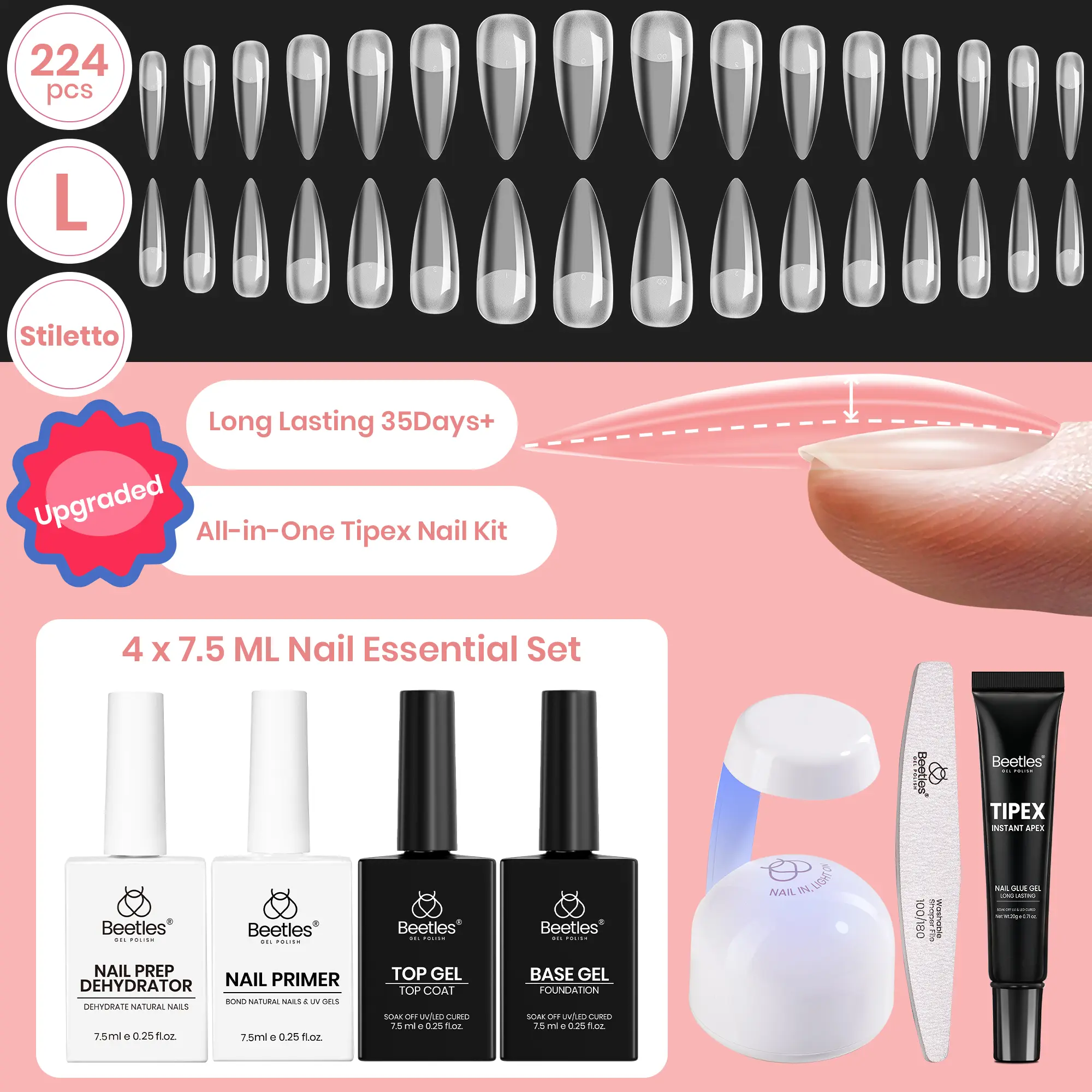 Long Stiletto 【Kit】16 Sizes-224 Pcs