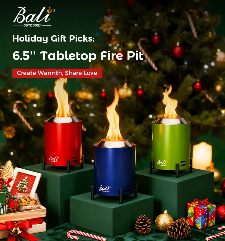 BALI OUTDOORS Smokeless Fire Pit, 6.5-Inch Turbo Flame Tabletop Fire Pit, Stainless Steel, Adjustable Flame, with Stand and Stove Rack, Carry Bag TikTokShopBlackFriday
