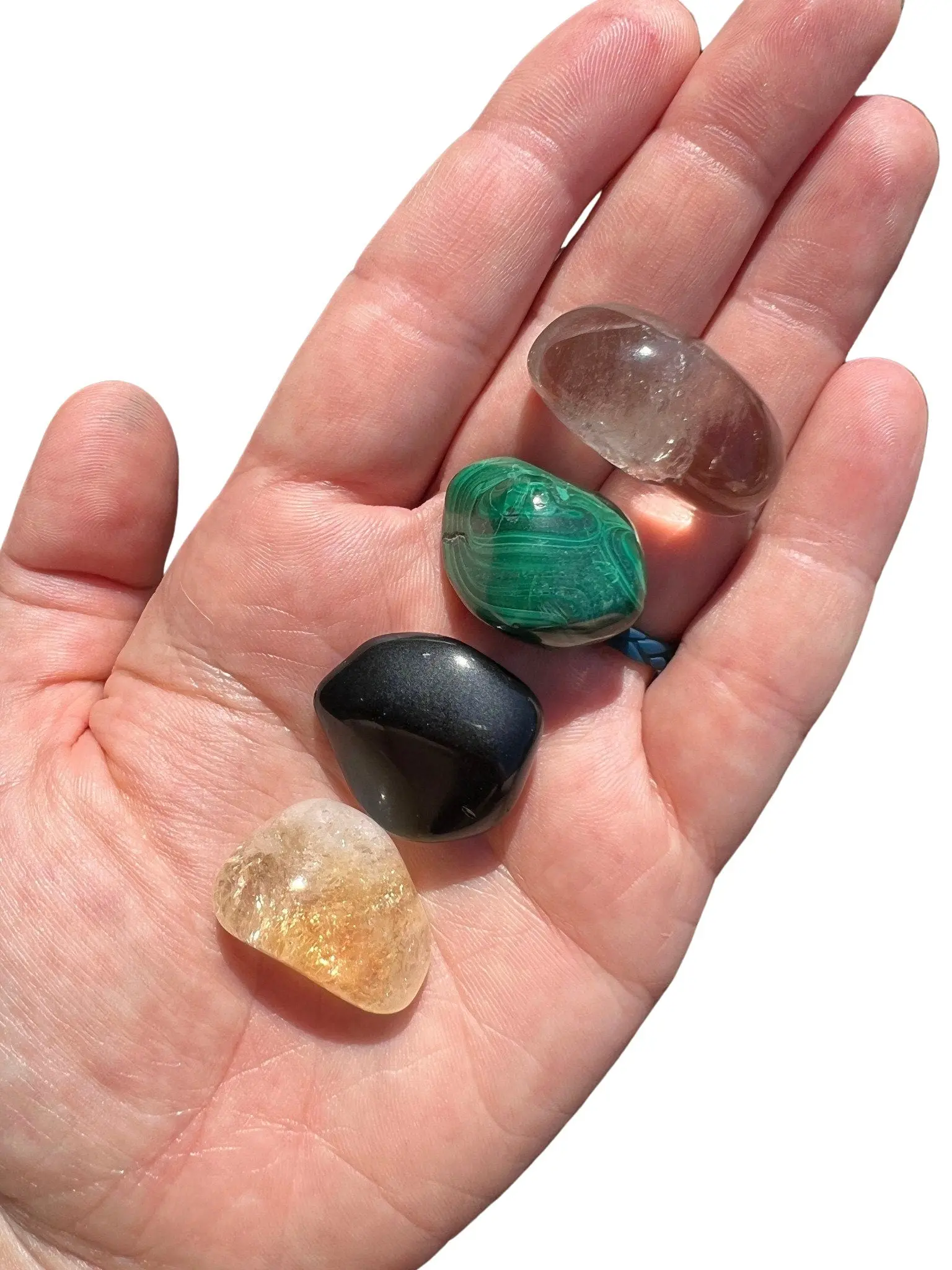 New Moon Beginnings Scorpio Tumbled Stone Set - Includes Various Tumbled Stones in Green, Black, Amber, and Clear Colors
