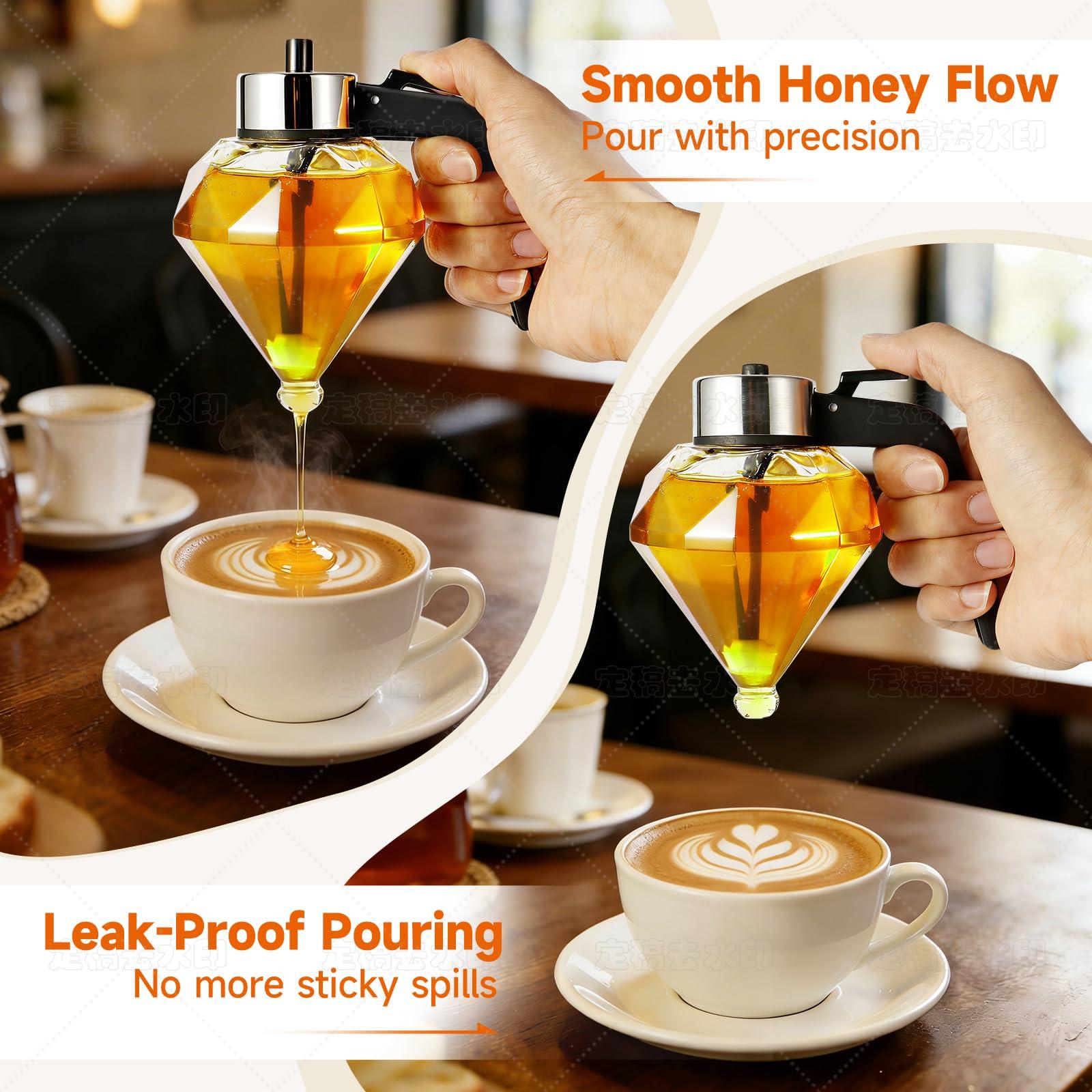 Bee Decorative Glass Honey Jar | No-Drip Syrup & Honey Dispenser 8oz