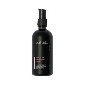 [Buttah Skin] 0.5% AHA + BHA (Salicylic Acid) Exfoliant & Rosewater Toner (3.4 oz) | Gently Exfoliates with Lavender Flower Scent