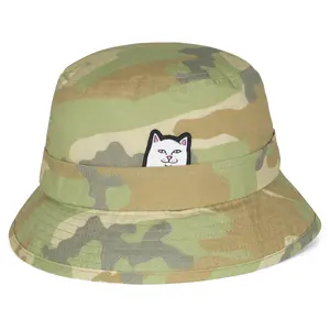 Lord Nermal Camo Bucket Hat - Adjustable Foldable, Artistic, Cartoon Motif, Character Face, Face Graphic Design Hat, Adjustable Foldable Hats, Artistic Hats