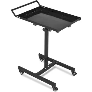 Adjustable Height Heavy Duty Mobile Work Table – Steel Tool Bench, 300 lbs Capacity, Lockable Wheels, Portable for Garage, Workshop, Repair Shop, Mechanic, DIY – Without Drawer