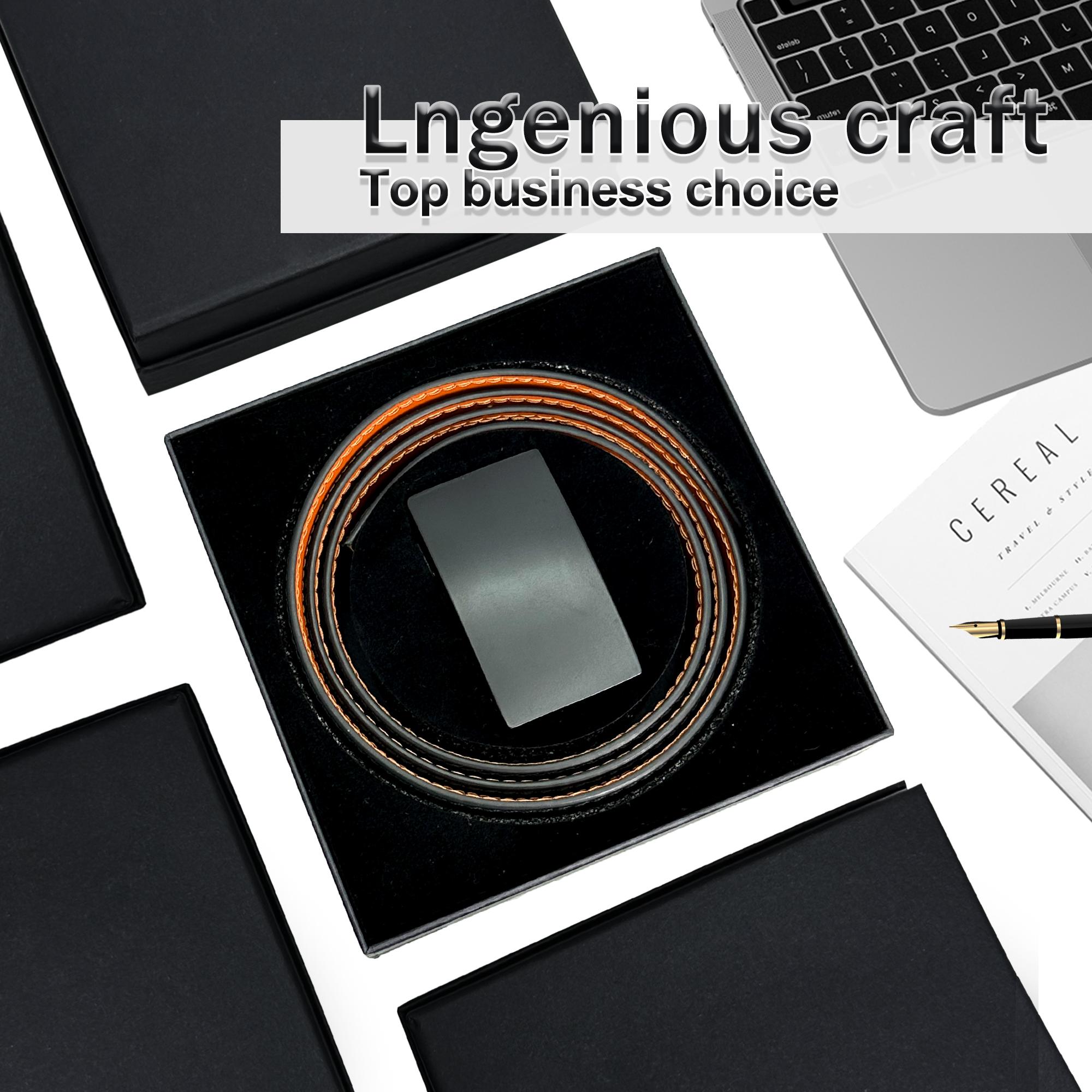 HAILTH Men's Leather Ratchet Belt - No-Hole Adjustable with Easy Release Buckle, Durable Cowhide for Dress, Casual & Golf Wear, Trim-to-Fit Design, Elegant Gift Box for Men (Birthday, Father's Day & Business Accessories)