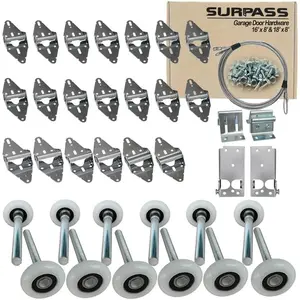 Garage Door Hardware Kit Roller/Hinge/Top Bracket/Wire Rope (for 16'x8' and 18'x8' Height Double Garage Doors)