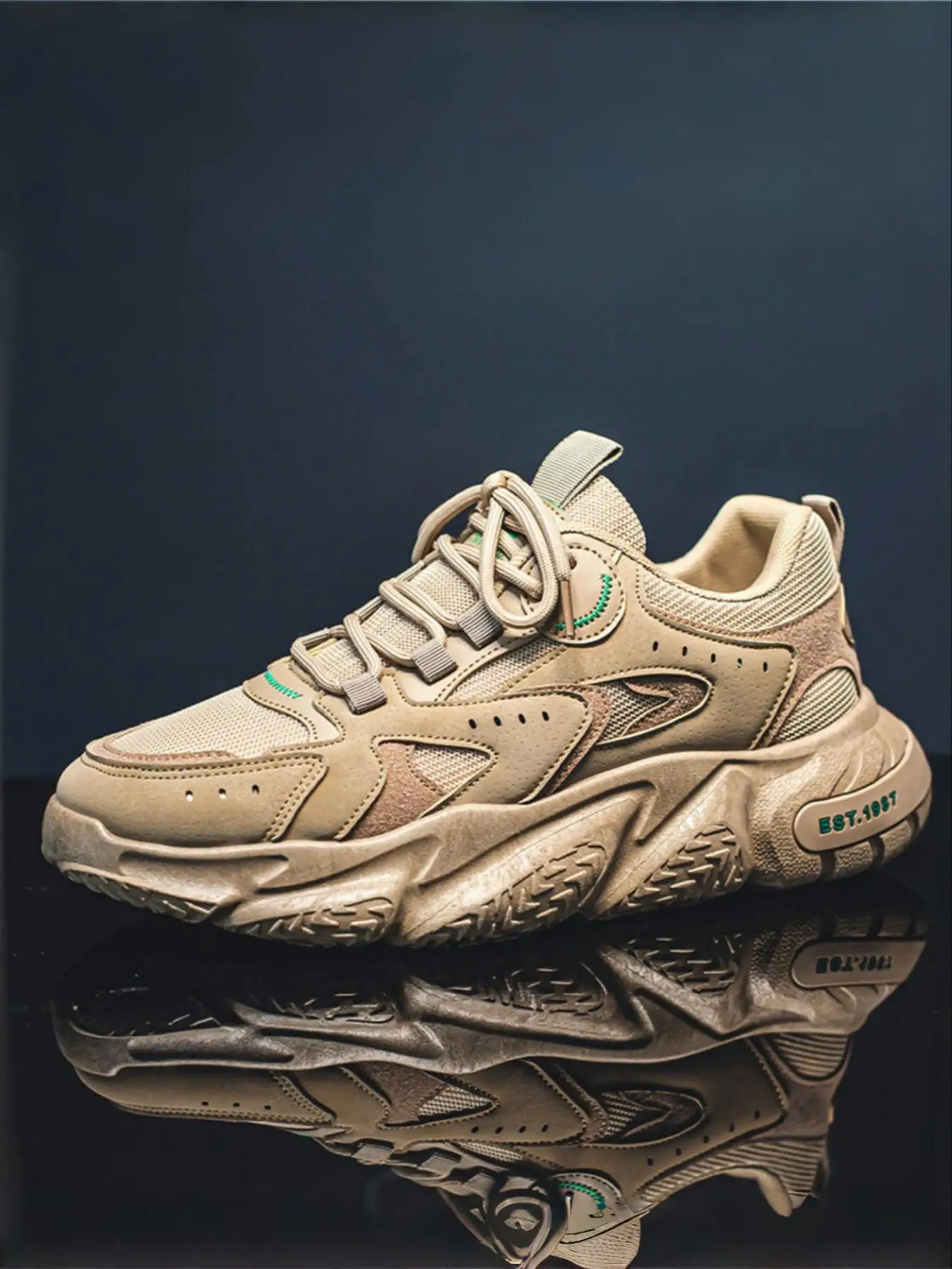 Men's Fashionable Patchwork Lace Up Low Top Sneakers, Casual Comfortable Breathable Contrast Mesh Sports Running Shoes, Trendy All-match Sneakers for