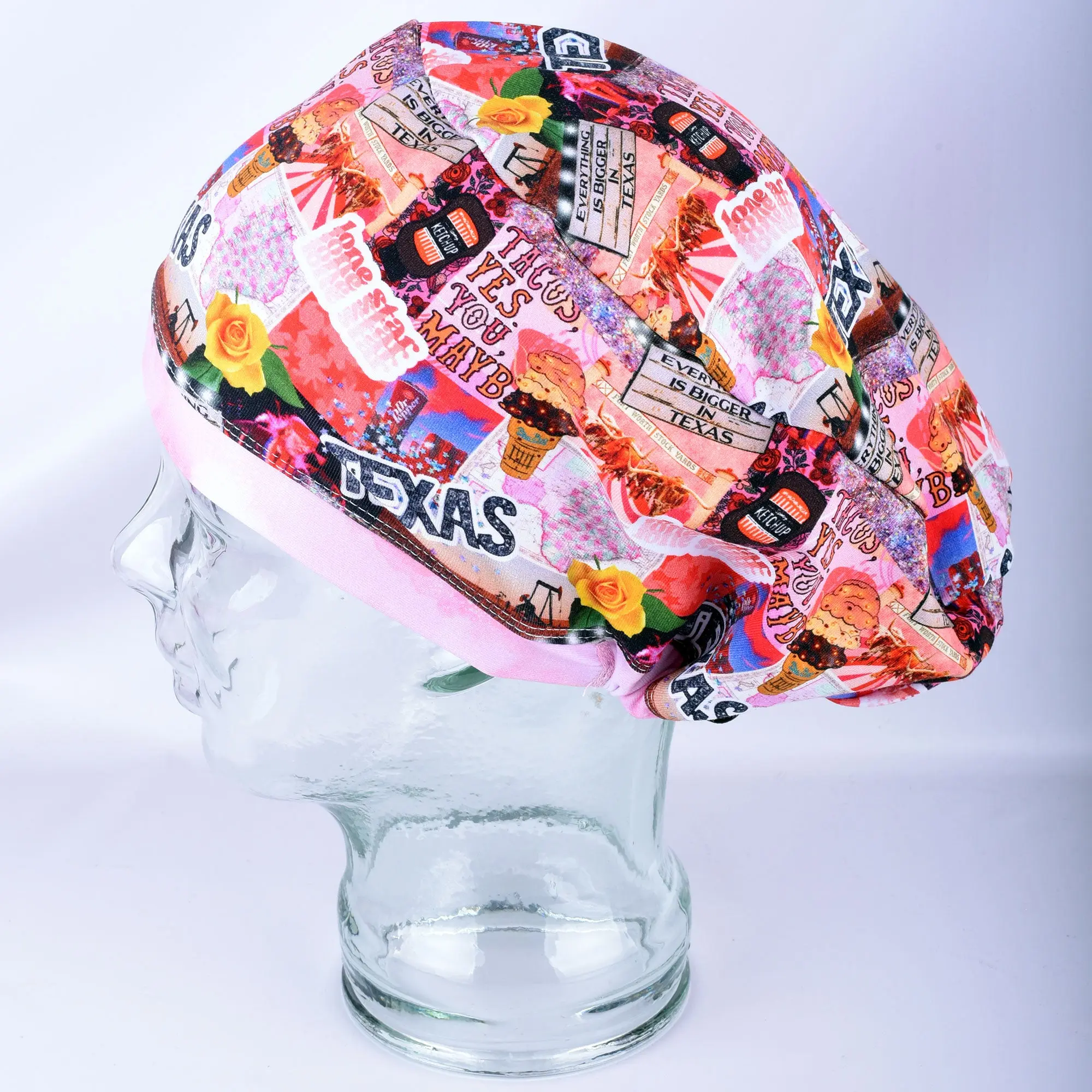 Texas Girl Scrub Cap Adjustable Full Coverage Surgical Hat Soft Cotton Nurse Uniform Workwear