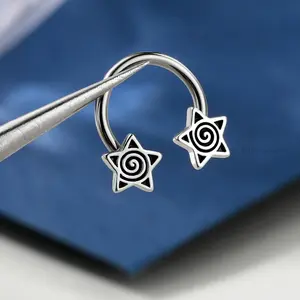 Oufer 16G Spiral Stars Horseshoe Style Septum Ring