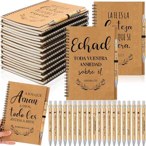 40 count/20 Sets Regalos Cristianos En Espanol Spanish Christian Notebooks with Pen Spanish Religious  Bulk Motivational Journals Inspirational Pen Thank You  for Church ( Color)